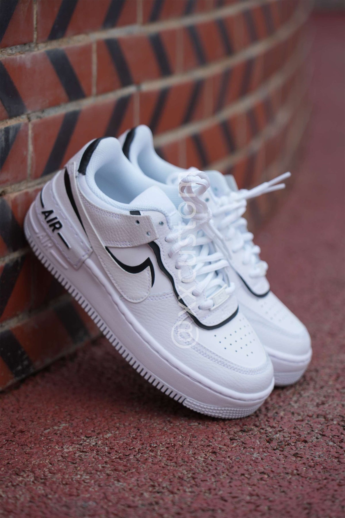 Custom Air Force 1 White Swoosh Black Shadow
