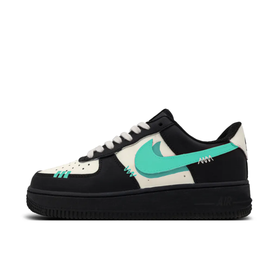 Mint Green Swoosh Shaow Black Custom Air Force 1