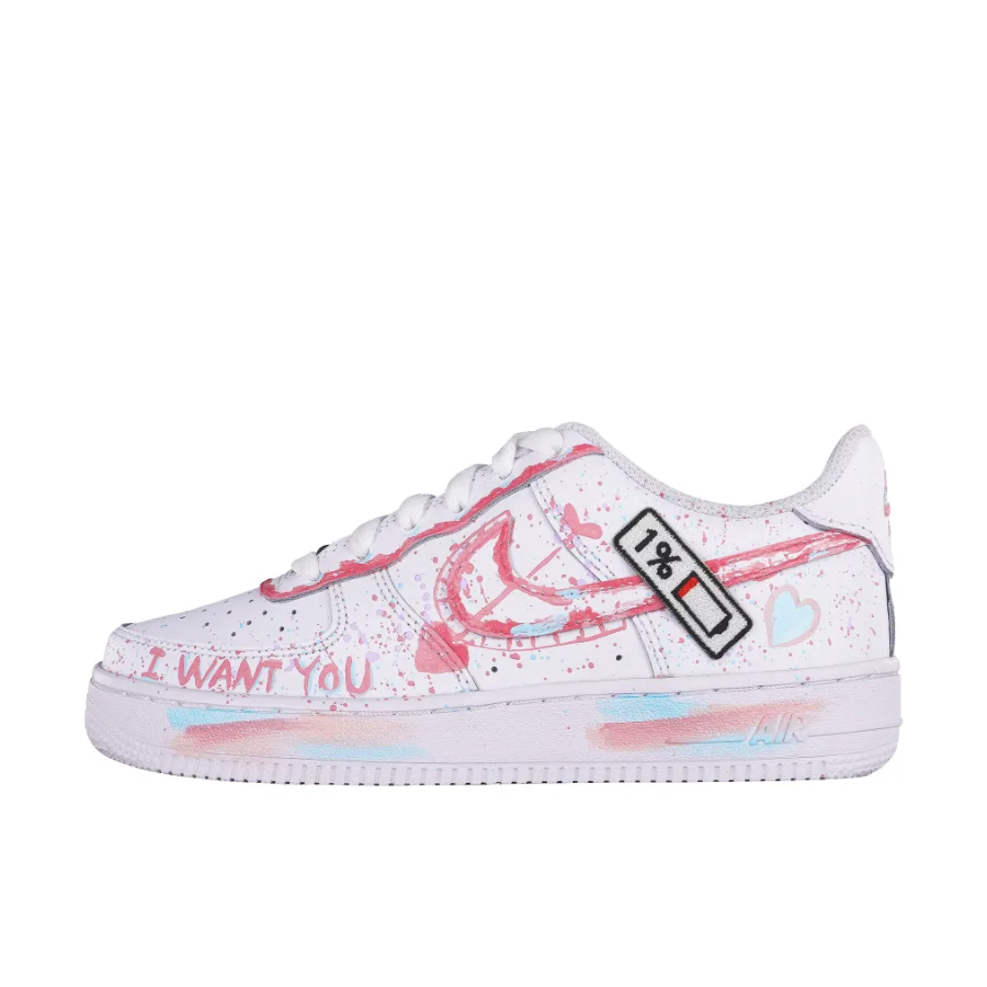 Pink Spray Font Custom Air Force 1