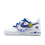 Extra Lace Blue Yellow Simile White Font Custom Air Force 1