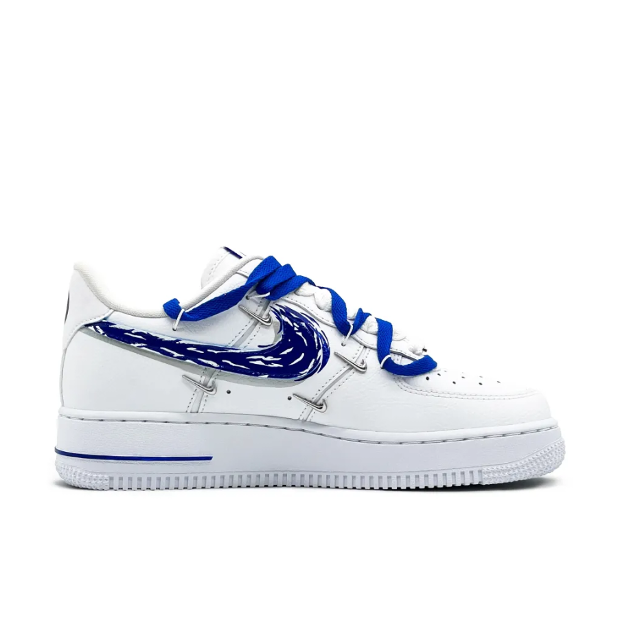 Extra Lace Blue Yellow Simile White Font Custom Air Force 1