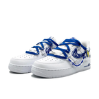 Extra Lace Blue Yellow Simile White Font Custom Air Force 1