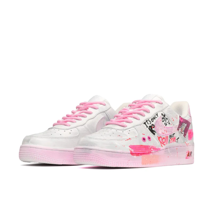 Pink Sticker Font Custom Air Force 1