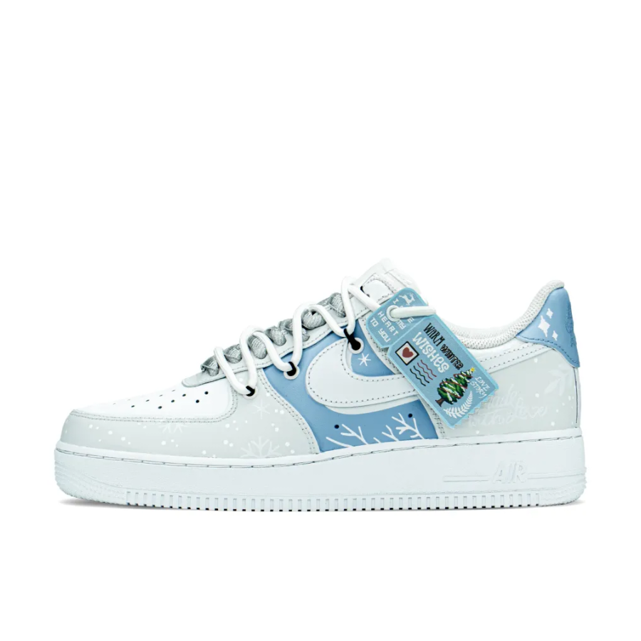 Extra Lace Snowflake Blue Custom Air Force 1