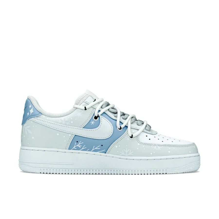 Extra Lace Snowflake Blue Custom Air Force 1