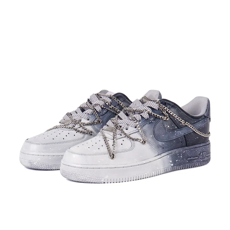 Metal Chain White Black Gradient Custom Air Force 1