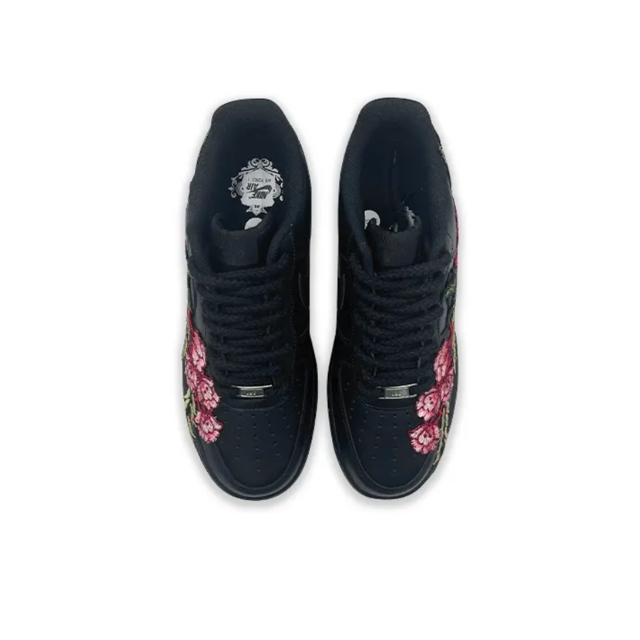 Peony Embroidery Red Green Custom Air Force 1