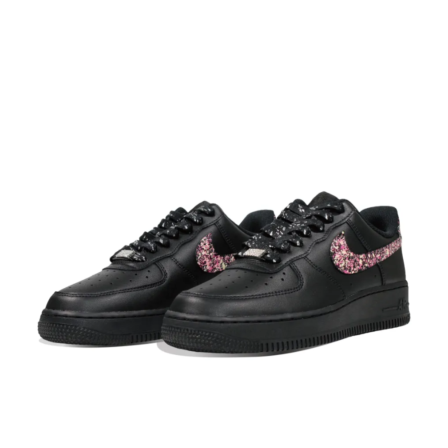 Graffiti Pink Swoosh Black Custom Air Force 1