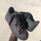 Hand Painted Custom Black & Red Air Force 1 Sneakers