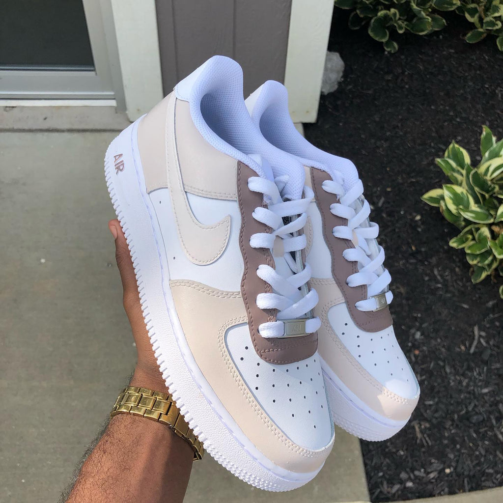 Hand Painted Mocha Beige Custom Air Force 1 Sneakers