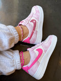 Hand Painted Pink Rhinestone Custom Air Force 1 Sneakers