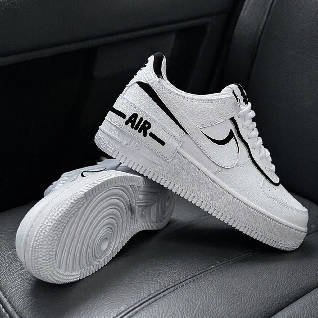 Custom Hand Painted Black White Air Force 1 Sneakers