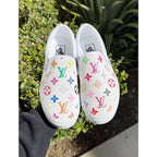 Hand Painted Colorful Print Vans Slip On Custom Sneakers