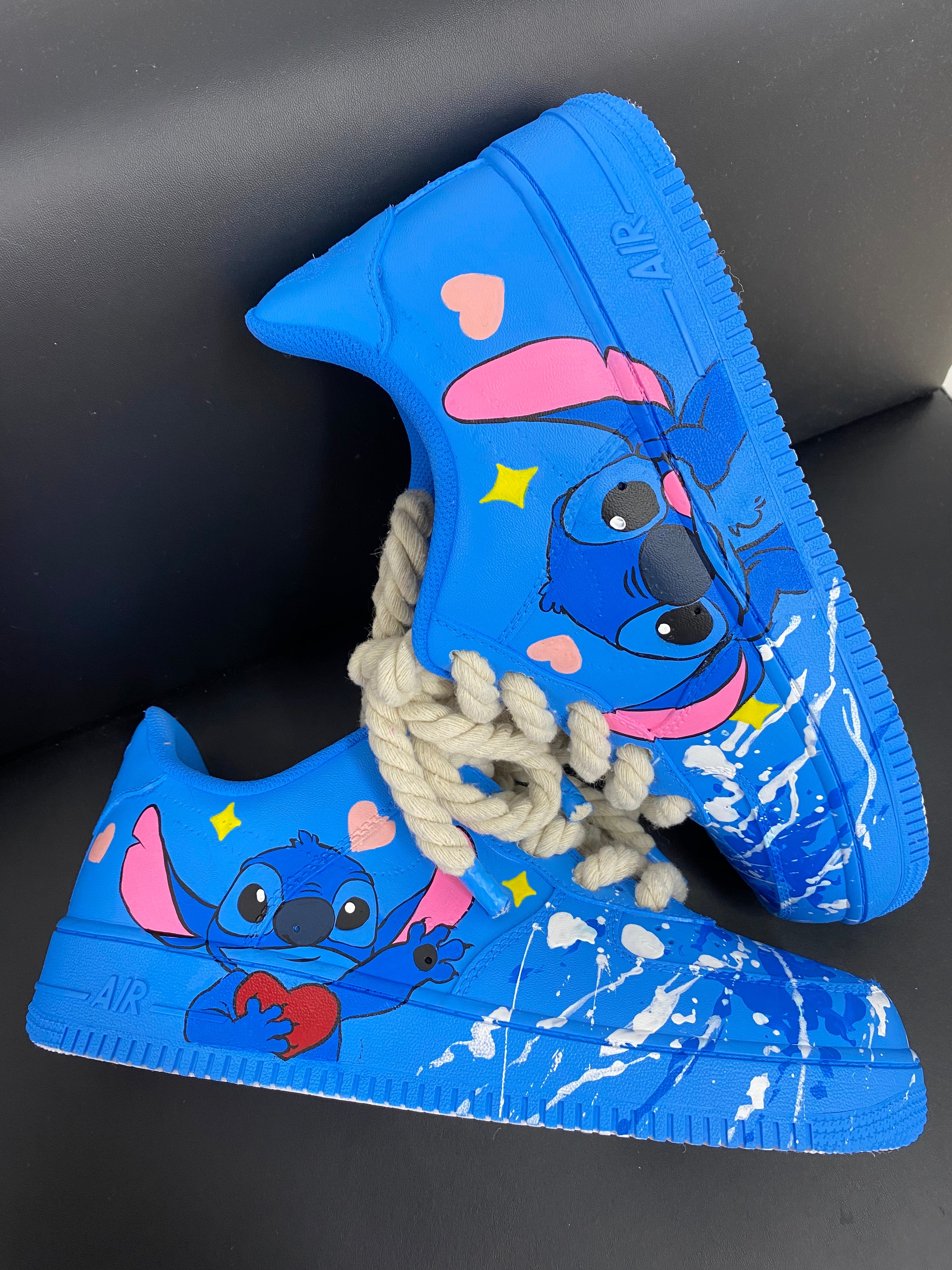 Blue Stitch Cartoon Thick Hemp Rope Custom Air Force 1