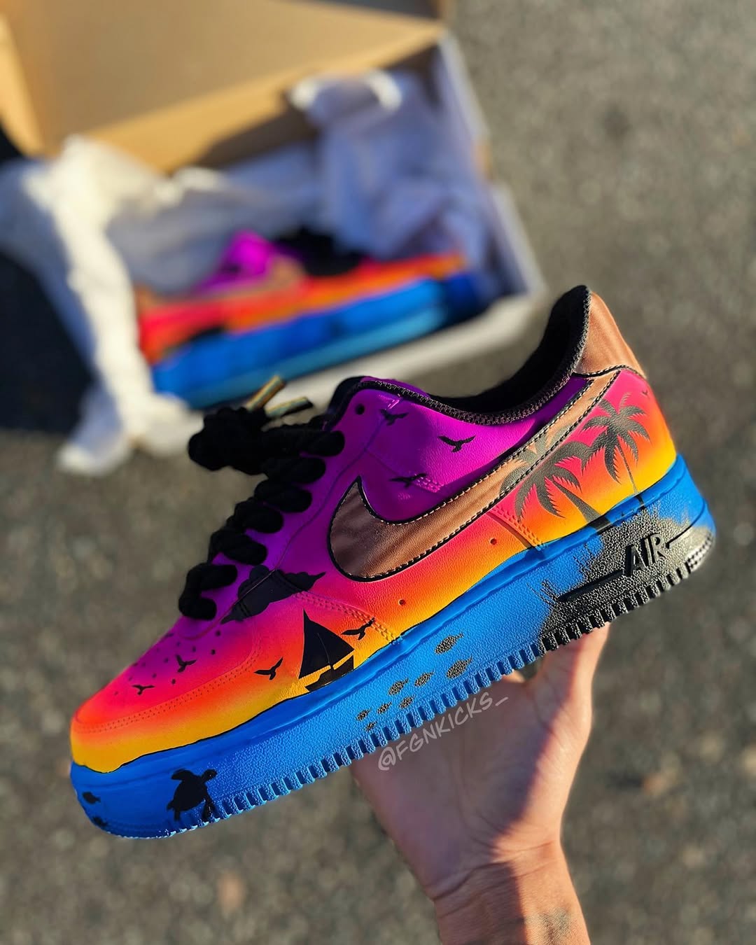 Hand Painted Tropical Sunset Custom Air Force 1 Sneakers