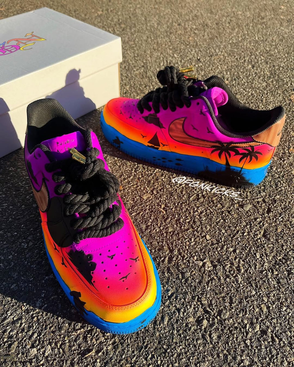 Hand Painted Tropical Sunset Custom Air Force 1 Sneakers
