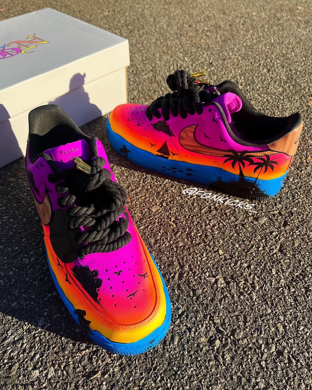 Hand Painted Tropical Sunset Custom Air Force 1 Sneakers