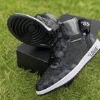 Hand Painted Black Checkerboard Custom High Top Sneakers