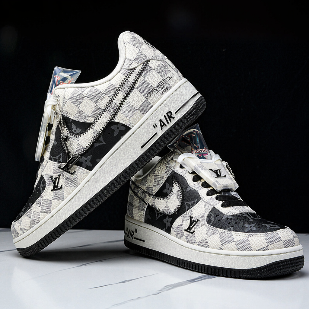 Hand Painted Custom Checkered Air Force 1 Sneakers