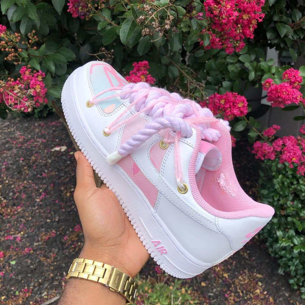 Hand Painted Pink & Purple Custom Air Force 1 Sneakers
