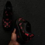 Hand Painted Custom Black Red Air Force 1 Sneakers