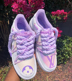 Hand Painted Purple Rope Lace Custom Air Force 1 Sneakers