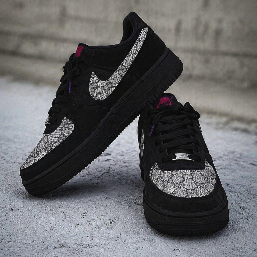 Hand Painted Custom Black Air Force 1 Sneakers
