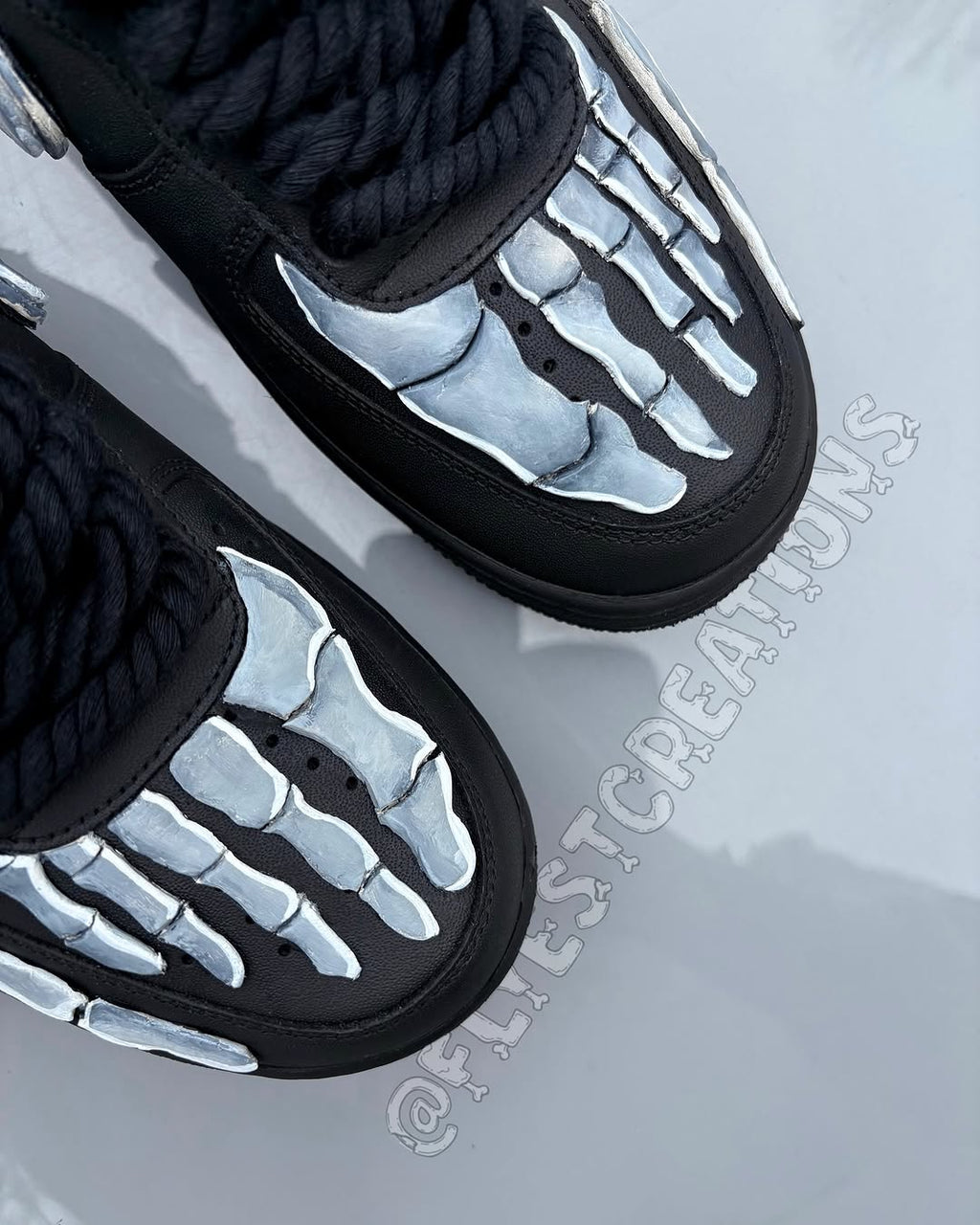 Hand Painted Skeleton Custom Black Air Force 1 Sneakers