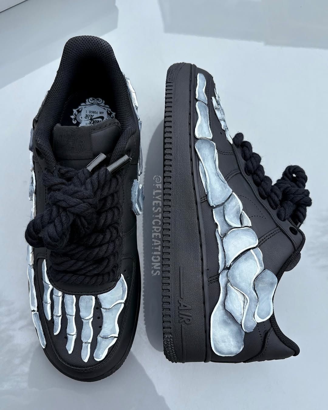 Hand Painted Skeleton Custom Black Air Force 1 Sneakers