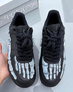Hand Painted Skeleton Custom Black Air Force 1 Sneakers