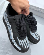 Hand Painted Skeleton Custom Black Air Force 1 Sneakers