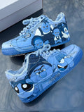 Hand Painted Blue Cartoon Custom Air Force 1 Sneakers