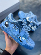 Hand Painted Blue Cartoon Custom Air Force 1 Sneakers