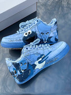 Hand Painted Blue Cartoon Custom Air Force 1 Sneakers