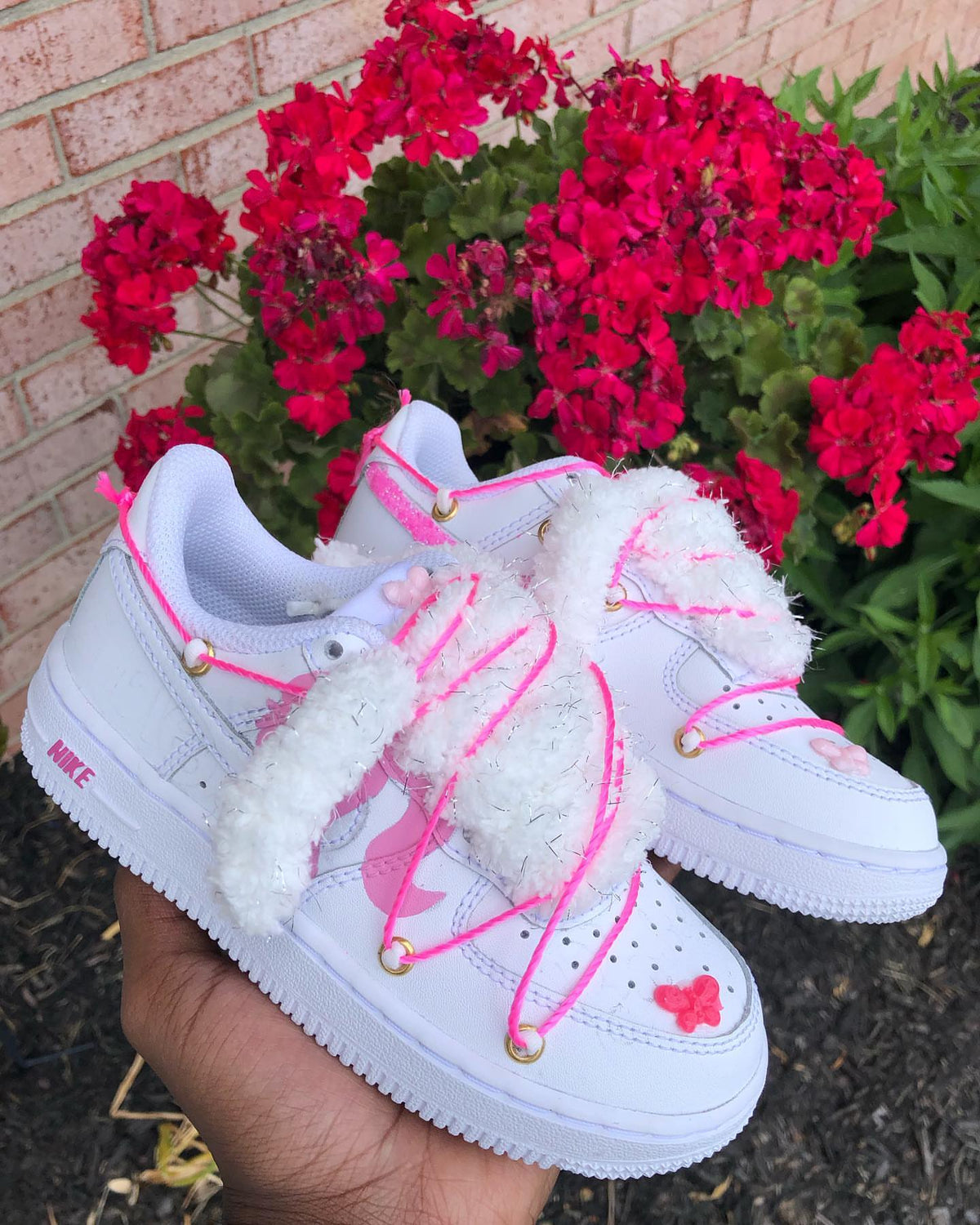 Custom Hand Painted Pink Butterfly Air Force 1 Sneakers