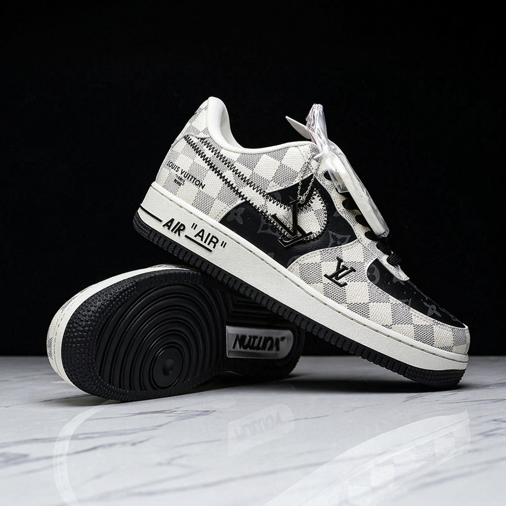 Custom Hand Painted Checkerboard Air Force 1 Sneakers