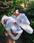 Hand Painted Orange Butterfly Custom Air Force 1 Sneakers