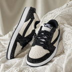 Hand Painted Black & Beige Custom Air Jordan 1 Sneakers