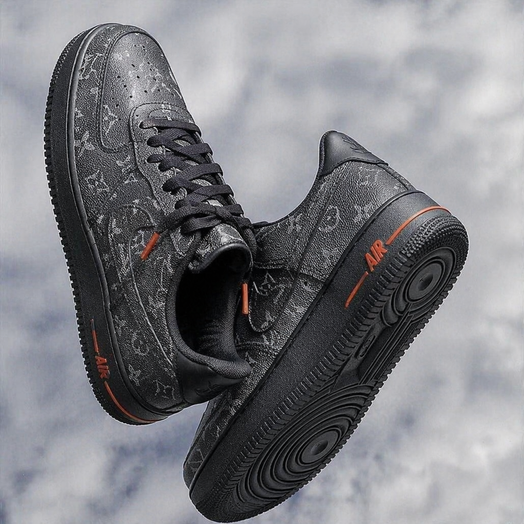 Hand Painted Black Custom Air Force 1 Sneakers