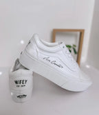Personalized Bride & Groom Wedding Custom Sneakers, Custom Air Force 1 Pearl Bridal Shoes for Newlywed Wifey and Husband