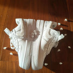 Personalized Name Date Pearl Lace Bridal Custom Air Force 1, Handmade Wedding Custom Sneakers for Bride