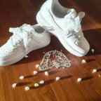 Personalized Name Date Pearl Lace Bridal Custom Air Force 1, Handmade Wedding Custom Sneakers for Bride