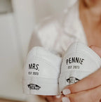 Personalized Bride & Groom Wedding Custom Sneakers, Custom Air Force 1 Pearl Bridal Shoes for Newlywed Wifey and Husband
