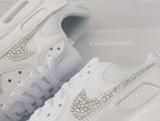 Bling Rhinestone All White Bridal Custom Air Force 1, Custom Wedding Sneakers for Brides