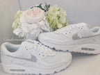 Bling Rhinestone All White Bridal Custom Air Force 1, Custom Wedding Sneakers for Brides