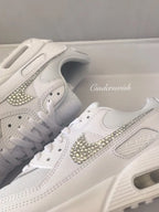 Bling Rhinestone All White Bridal Custom Air Force 1, Custom Wedding Sneakers for Brides