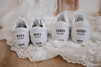 Personalized Bride & Groom Wedding Custom Sneakers, Custom Air Force 1 Pearl Bridal Shoes for Newlywed Wifey and Husband