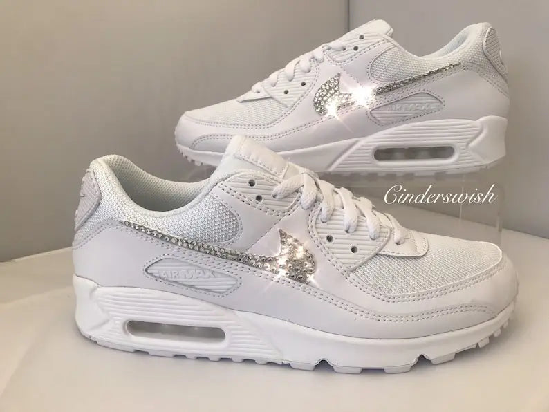 Bling Rhinestone All White Bridal Custom Air Force 1, Custom Wedding Sneakers for Brides