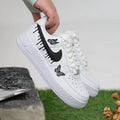 Black Butterfly Drip Hand Painted Custom Air Force 1, Unique Aesthetic Personalized Custom Sneakers