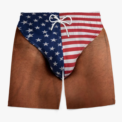 Custom Funny Patriotic Men Swim Trunks - Personalized Summer Vacation And Travel Gifts For Men - Freedom And Chill